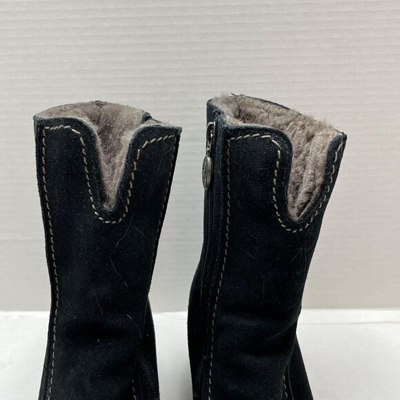 Pajar Wedge Suede Ankle Boots Black Contrast Stitch Shearling Lined Zipper‎ 8.5 - Picture 8 of 15